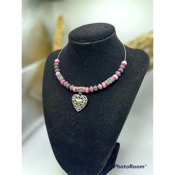 Beaded Heart Charm Choker - Picture 2 of 4